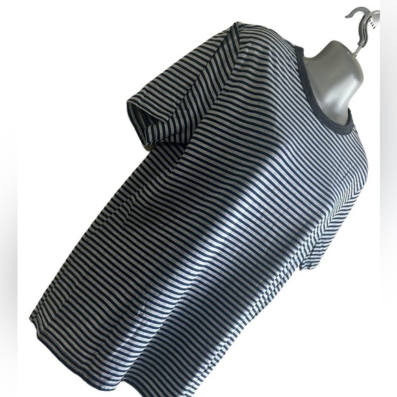 Broken English Grey and Navy Striped Crewneck Tee • Used • Size: Large - Picture 2 of 9